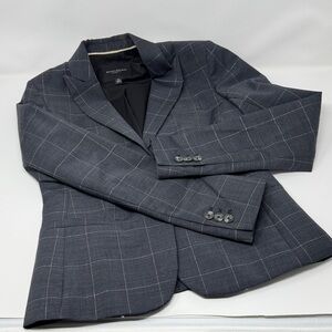 Banana Republic Women’s Gray Metallic Silver Checkered Blazer
